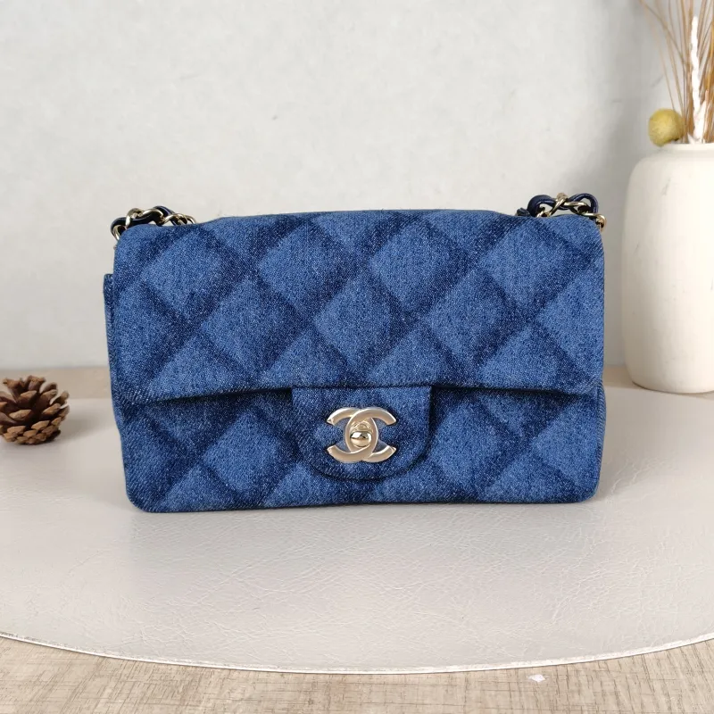 Chanel Crossbody Bag Classic Flap Large Mini CF Mini Blue mini20 × 6 × 12 cm