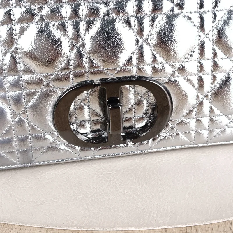 DIOR Crossbody Bag Caro Chain Bag Silver Waxed Leather Medium25.5 × 9 × 15.5 cm — detail view 3 of 13