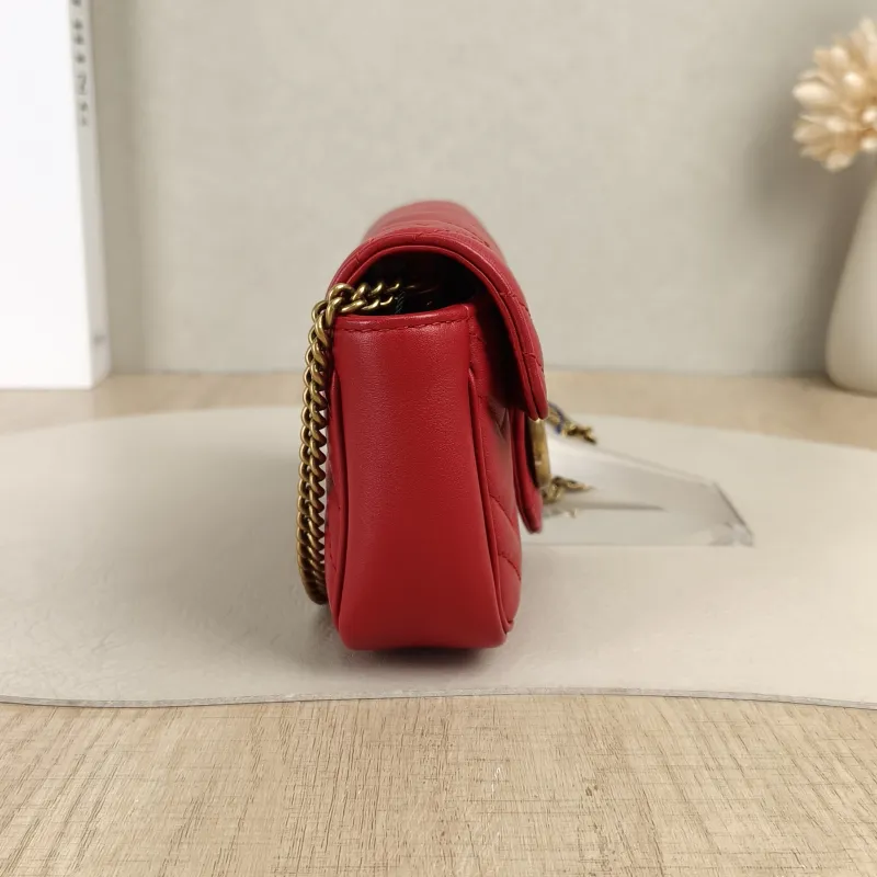 GUCCI Crossbody Bag GG Marmont Mini Marmont Mini Red Calfskinmini16.5 × 4.5 × 9.5 cm — detail view 11 of 11