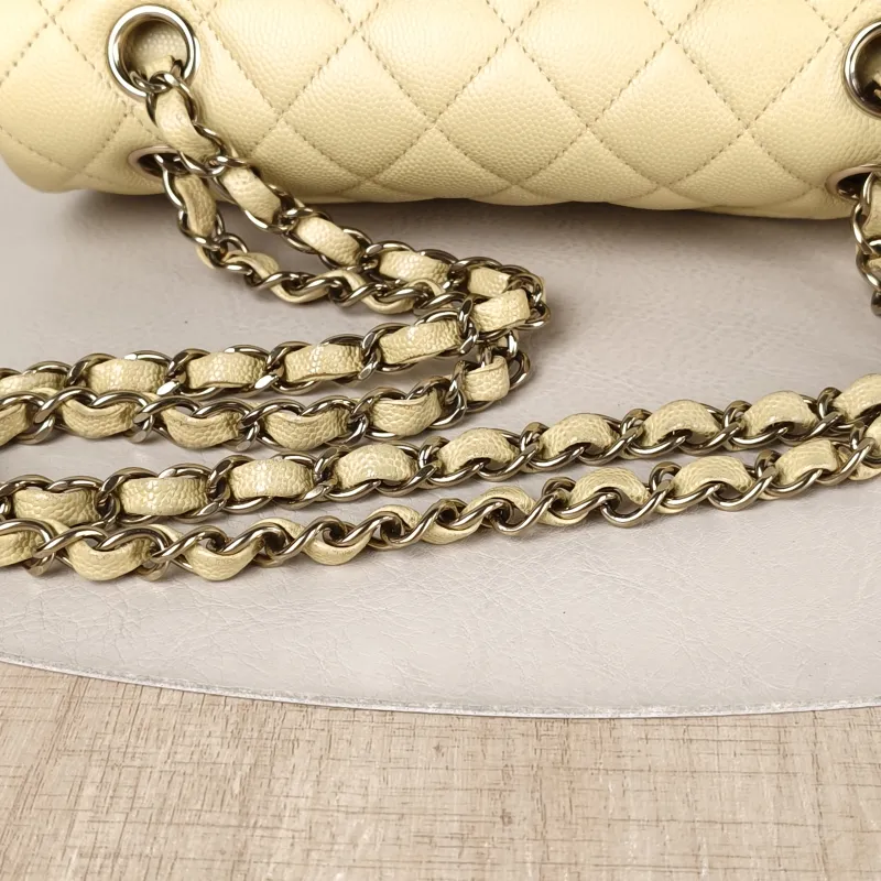 Chanel Crossbody Bag Classic Flap CF Yellow Grained Calfskin Small 23 × 6 × 14.5 cm — detail view 13 of 13