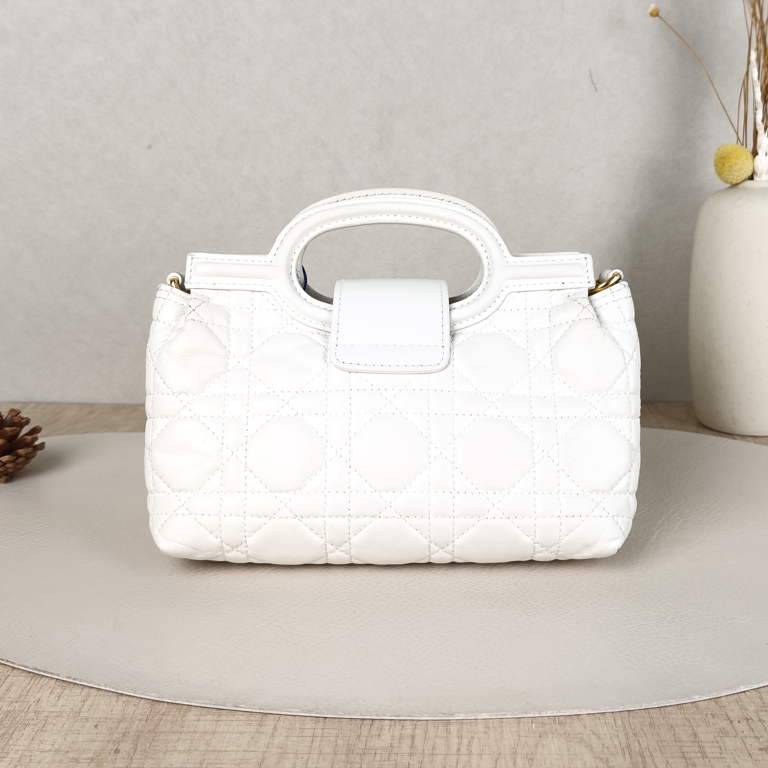 DIOR Crossbody Bag Jolie Top Handle Chain Bag White Lambskinmini18.5 × 8.5 × 13 cm — cover view 4 of 6