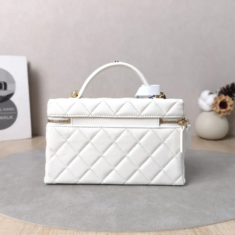 Chanel Top Handle Bag lp White Gold Grained Calfskin One Size 19.5 × 5 × 17 cm — cover view 6 of 7
