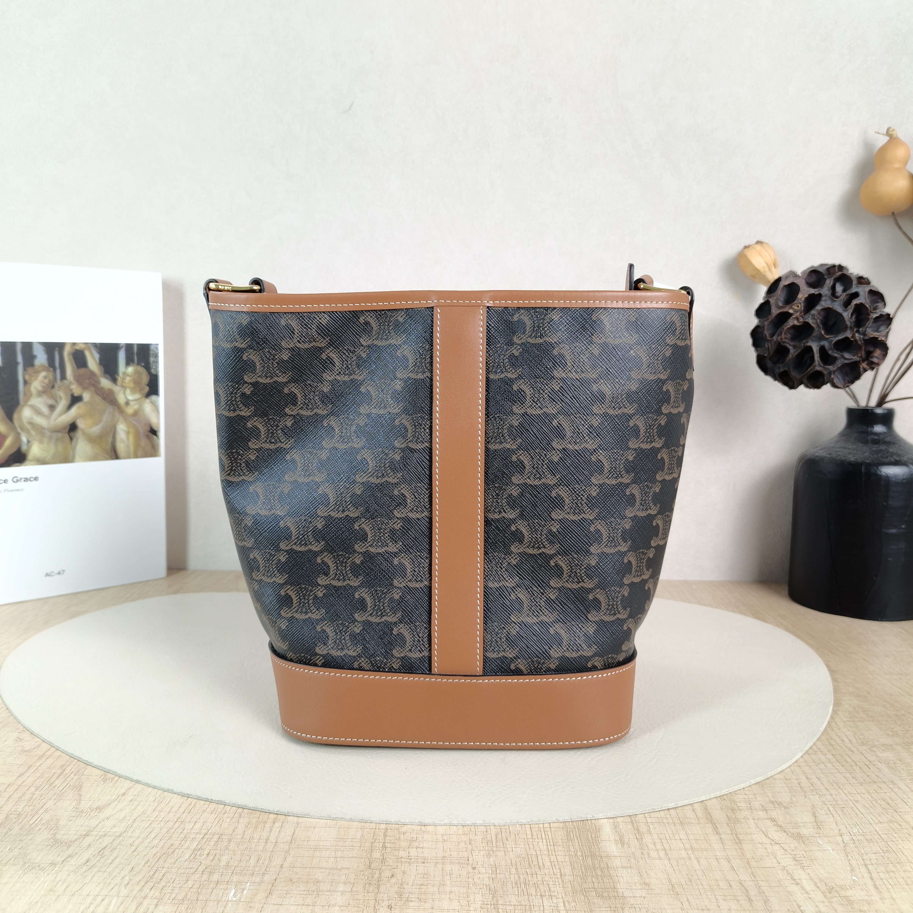 CELINE Crossbody Bag Triomphe Bucket Bag Monogram PVC Small22 × 13 × 26 cm — cover view 3 of 5