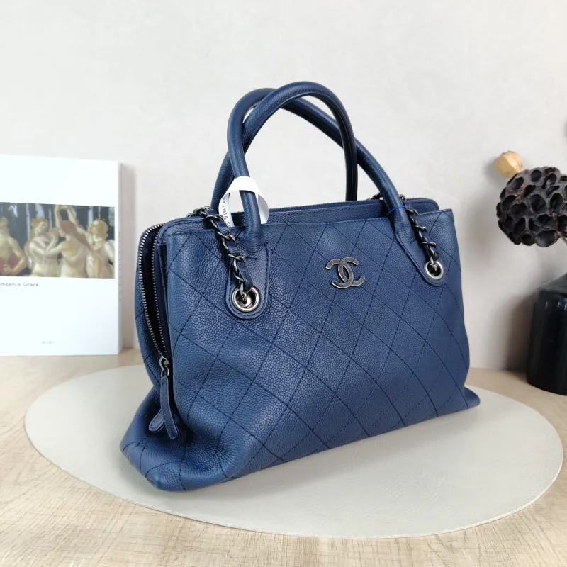Chanel Top Handle Bag Shoulder Bag Blue Grained Calfskin One Size 33 × 9 × 22 cm 21 — cover view 2 of 6