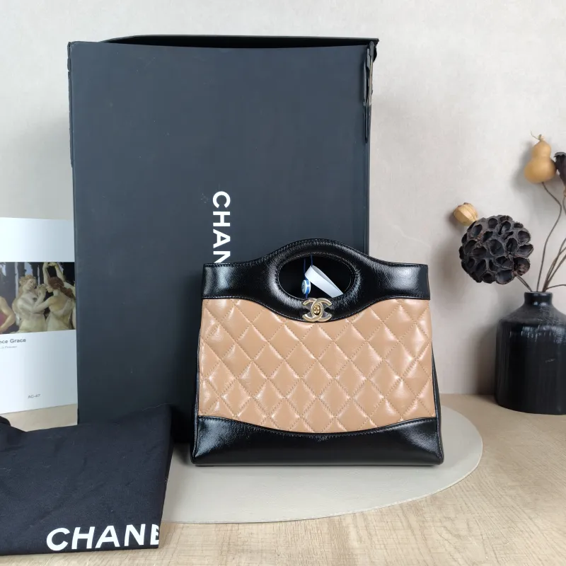 Chanel Crossbody Bag 31Bag Beige Black Lambskin Mini 23 × 5.5 × 22 cm — cover view 3 of 6