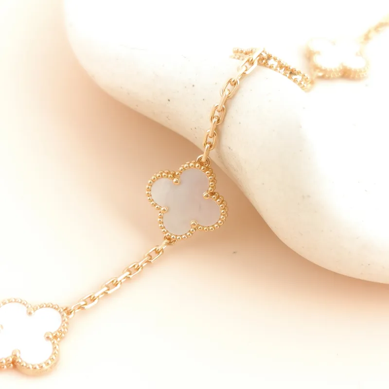 Van Cleef & Arpels Bracelet Alhambra Alhambra Collection Five-Motif Bracelet Pearl · White Mother-of-Pearl 18KY ellow Gold Vintage Small 19cm — cover view 7 of 9