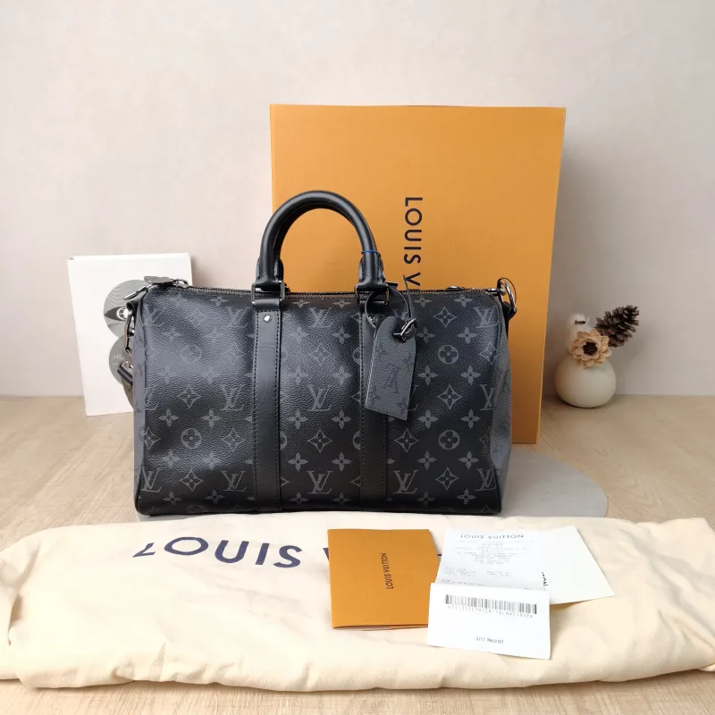 Louis Vuitton Crossbody Bag Keepall 35 Black PVC One Size 35 × 16 × 21 cm — cover view 6 of 6