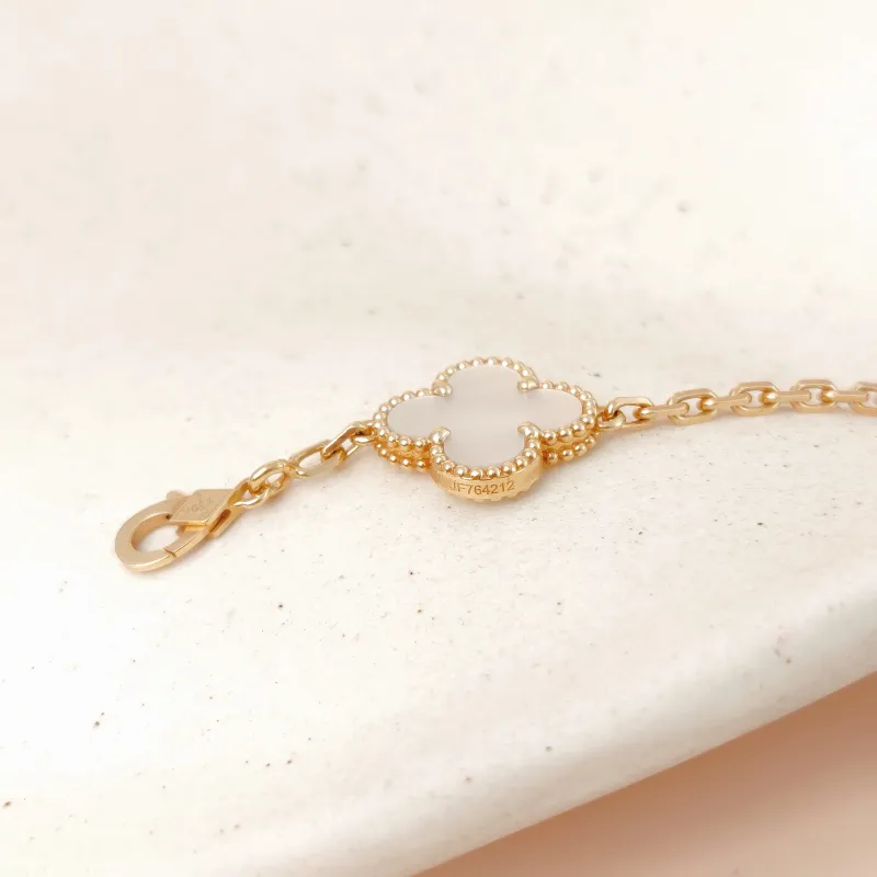 Van Cleef & Arpels Bracelet Alhambra Alhambra Collection Five-Motif Bracelet Pearl · White Mother-of-Pearl 18KY ellow Gold Vintage Small 19cm — cover view 10 of 10