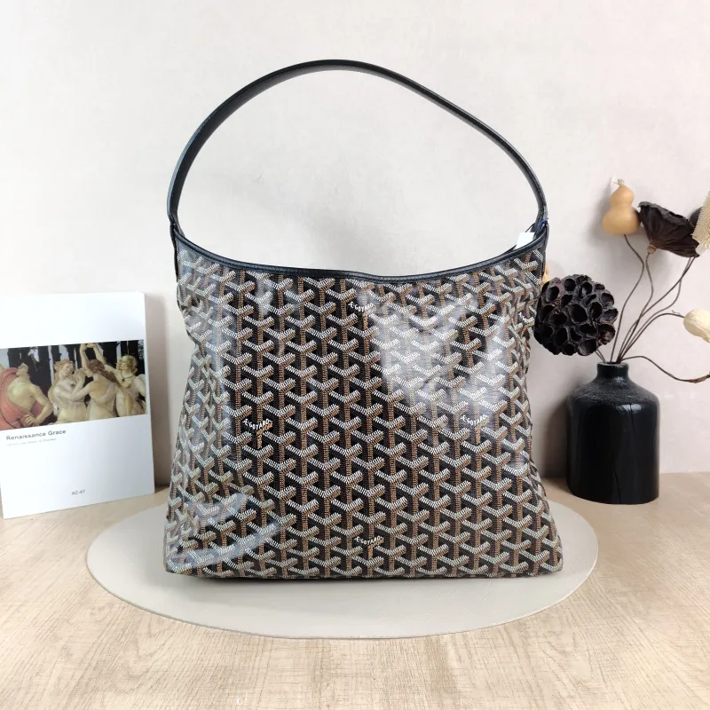 GOYARD Shoulder Bag Boheme Hobo​ Black ine Canvas Small 43 × 14 × 27 cm