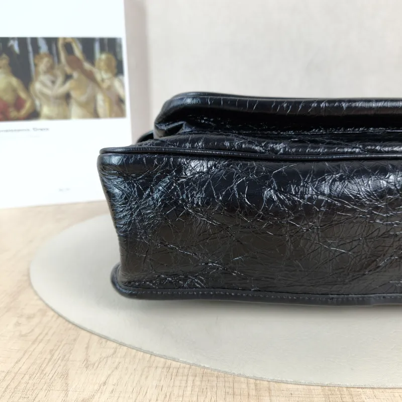 SAINT LAURENT Crossbody Bag Niki Black Waxed Leather Calfskin Large 32 × 9 × 23 cm — detail view 12 of 14