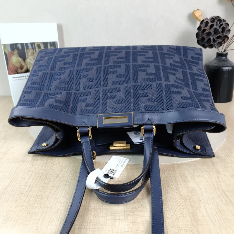 FENDI Shoulder Bag Peekaboo X-Tote Tote Bag Navy Canvas Medium41 × 16 × 29.5 cm — detail view 6 of 11