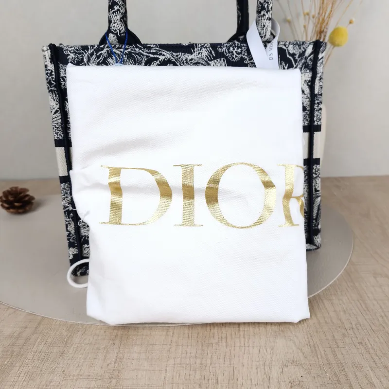 DIOR Top Handle Bag Book Tote Collection · White Blue Canvas Small26.5 × 14 × 22 cm — detail view 4 of 10