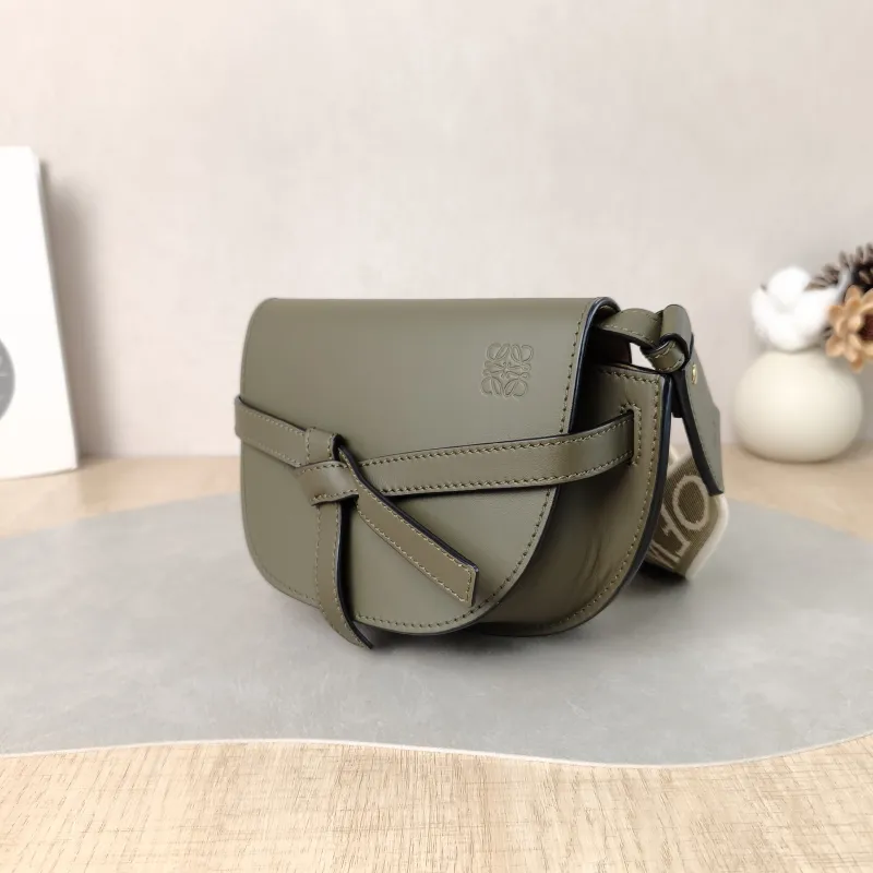 LOEWE Crossbody Bag Gate Dual Green Calfskin Mini 21 × 9.5 × 12.5 cm — cover view 3 of 5