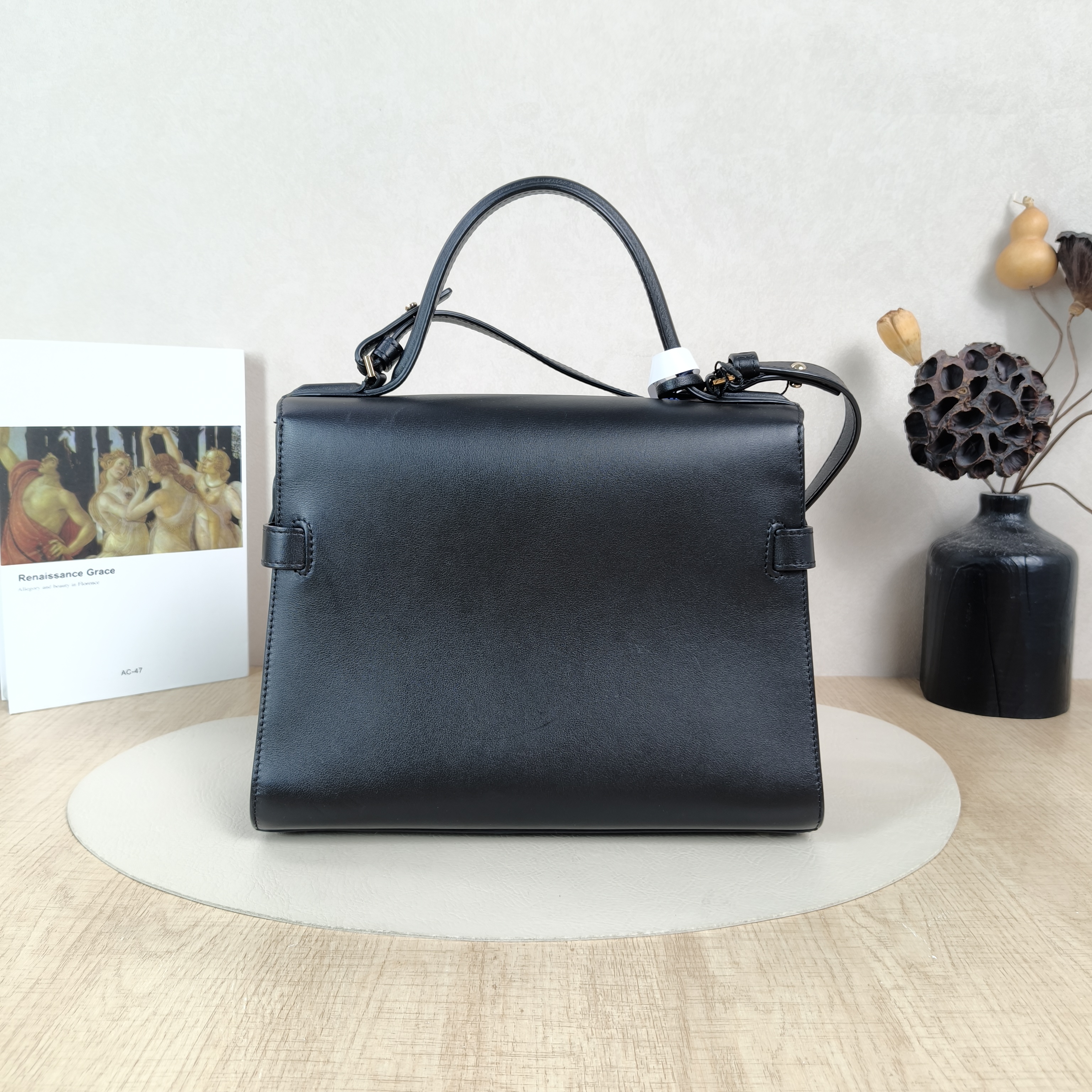 DELVAUX Crossbody Bag Tempete Top Handle Bag Black Calfskin Medium27.5 × 9 × 23 cm — cover view 4 of 6