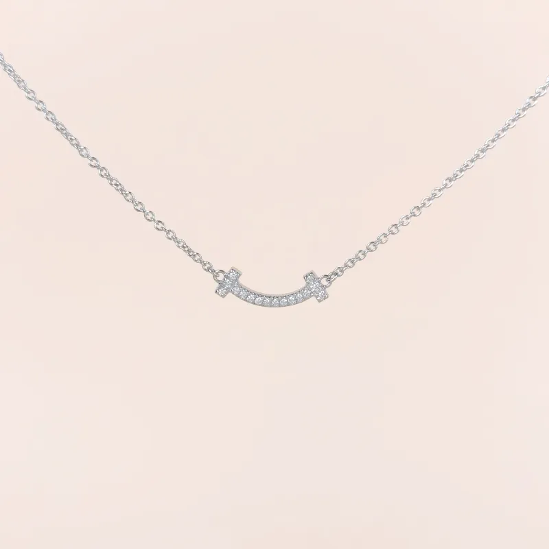 Tiffany&Co. Necklace TC ollection Smile Necklace White Gold Diamondmini44.5cm