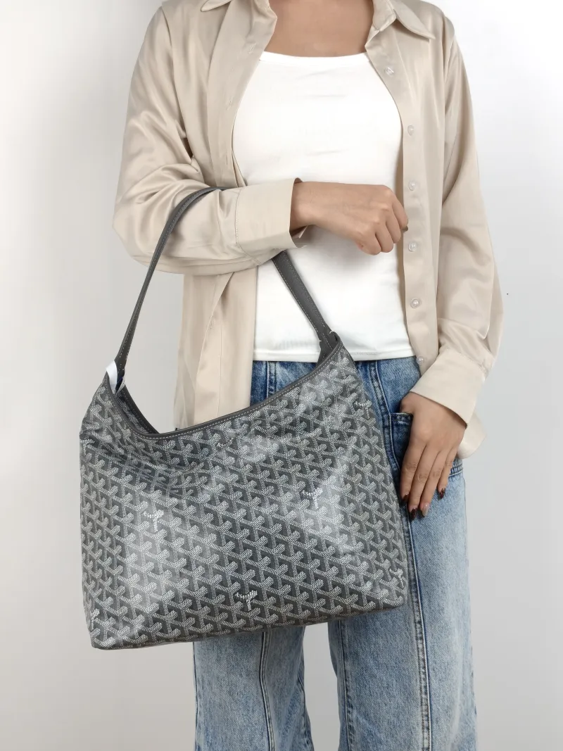 GOYARD Shoulder Bag Boheme Hobo​ Grey ine Canvas Small 43 × 14 × 27 cm — on-model view 2 of 2