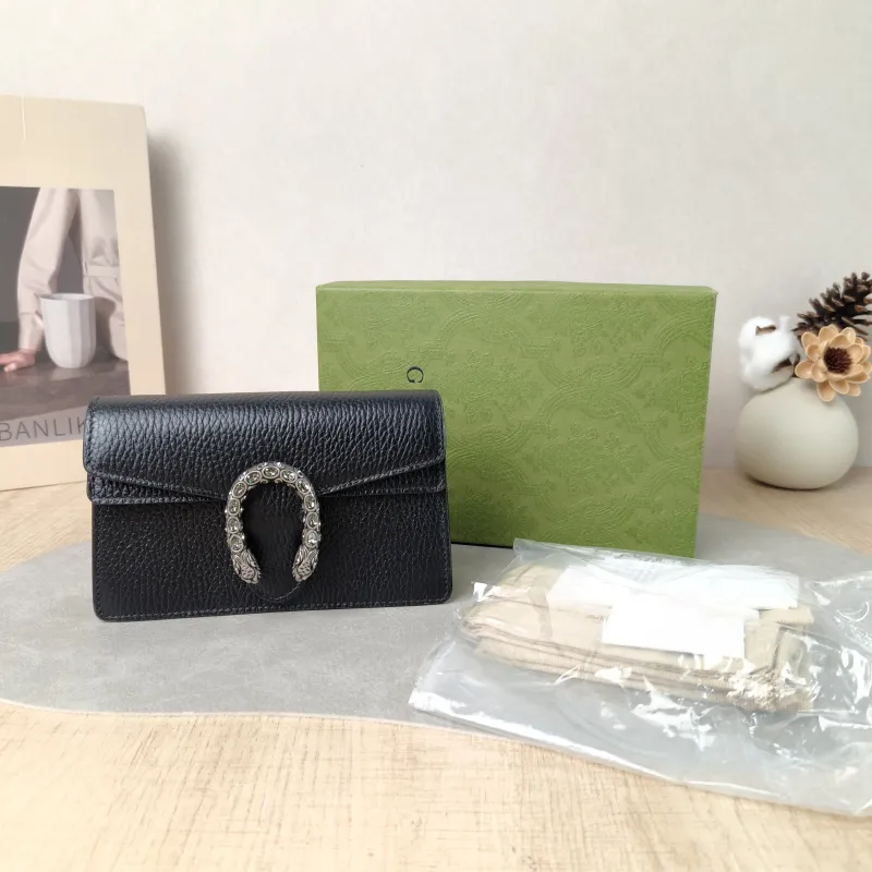 GUCCI Crossbody Bag Dionysus Black Calfskin Mini 16.5 × 4.5 × 10 cm — cover view 6 of 6