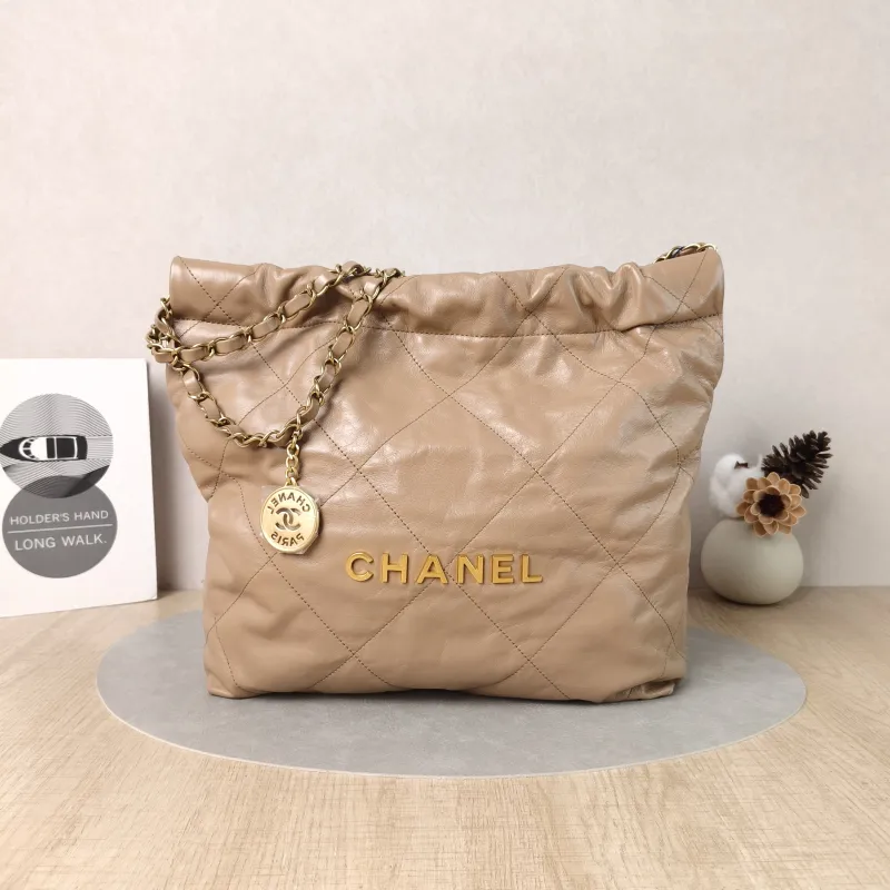 Chanel Shoulder Bag22Bag Taupe Calfskin Small35 × 7 × 37 cm