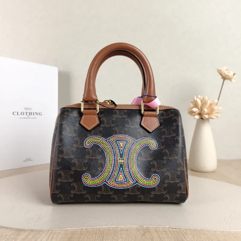 CELINE Crossbody Bag Embroidered Monogram PVC Small 19.5 × 7 × 14 cm