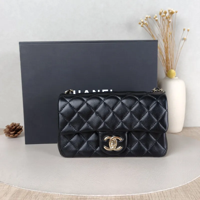 Chanel Crossbody Bag Classic Flap Large Mini CF Mini C Black SL ambskin mini 20 × 6 × 12 cm — cover view 4 of 6