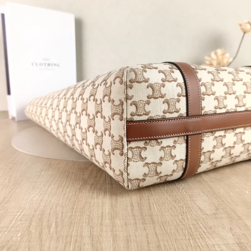 CELINE Shoulder Bag soft shopper Shoulder Bag Brown White Calfskin 31 × 12 × 38 cm — detail view 5 of 10