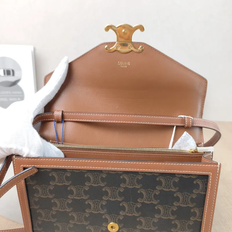CELINE Crossbody Bag ENVELOPPE TRIOMPHE Monogram PVC Medium 22 × 5 × 15 cm — detail view 2 of 10
