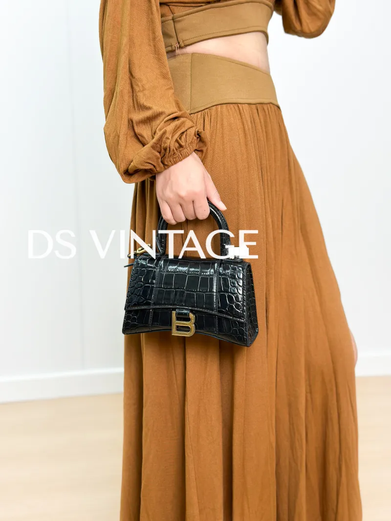 BALENCIAGA Crossbody Bag Hourglass Hourglass Bag Black CC alfskin Mini 19 × 8 × 13 cm — on-model view 2 of 3