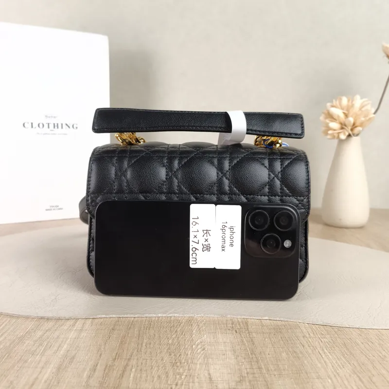 DIOR Crossbody Bag Jolie Top Handle Pearl Crossbody Bag Black Calfskin Mini 19 × 7 × 12 cm — cover view 5 of 5