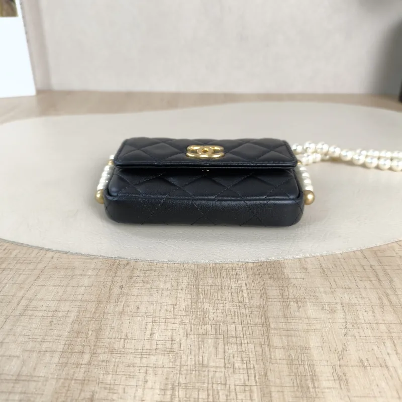 Chanel Crossbody Bag Pearl Crossbody Bag Black Calfskin One Size12 × 4 × 9 cm — cover view 5 of 6