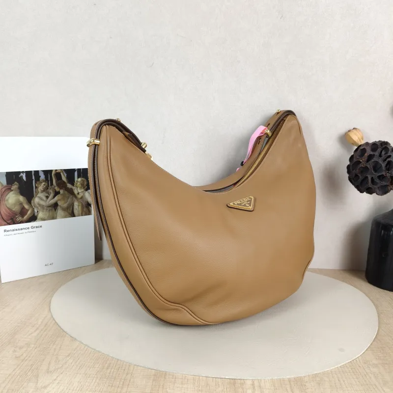 PRADA Shoulder Bag Arqué Brown Calfskin Large 35 × 8 × 22 cm — cover view 4 of 5