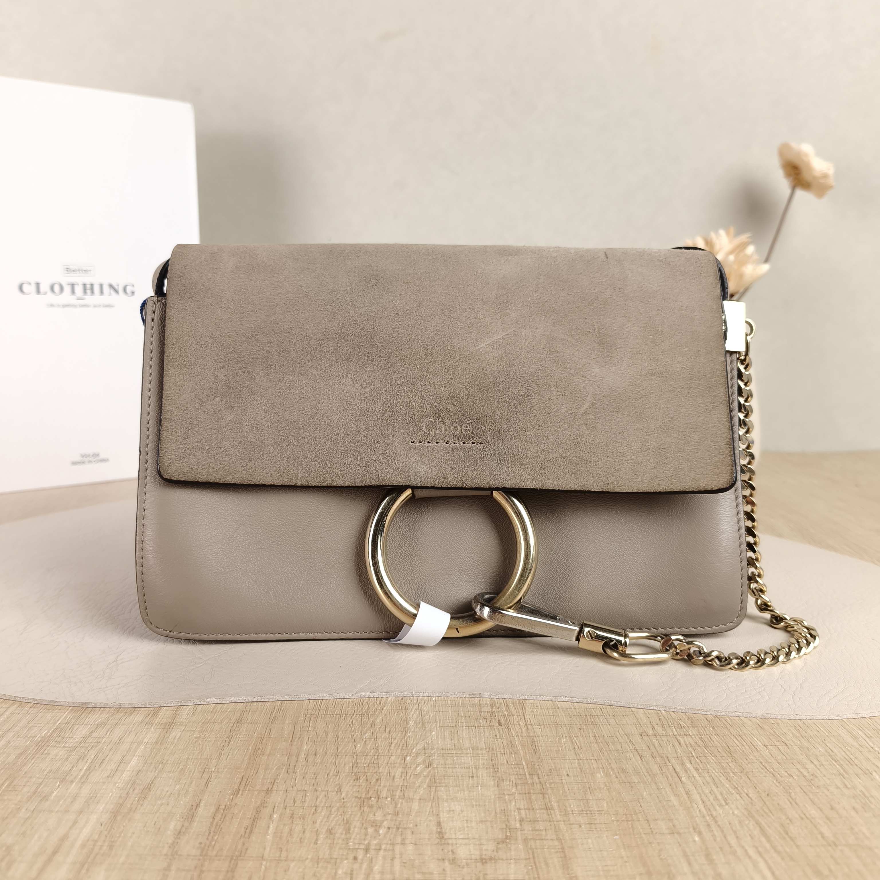 Chloé Shoulder Bagfaye Crossbody Bag Grey Suede One Size24 × 3 × 15.5 cm
