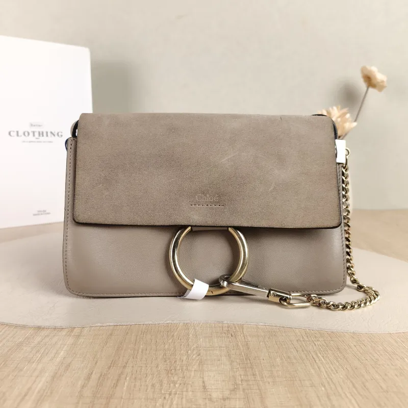 Chloé Shoulder Bagfaye Crossbody Bag Grey Suede One Size24 × 3 × 15.5 cm