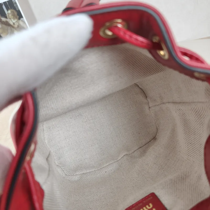 Miumiu Backpack Backpack Red Calfskin Mini 14 × 10 × 17 cm — detail view 1 of 12