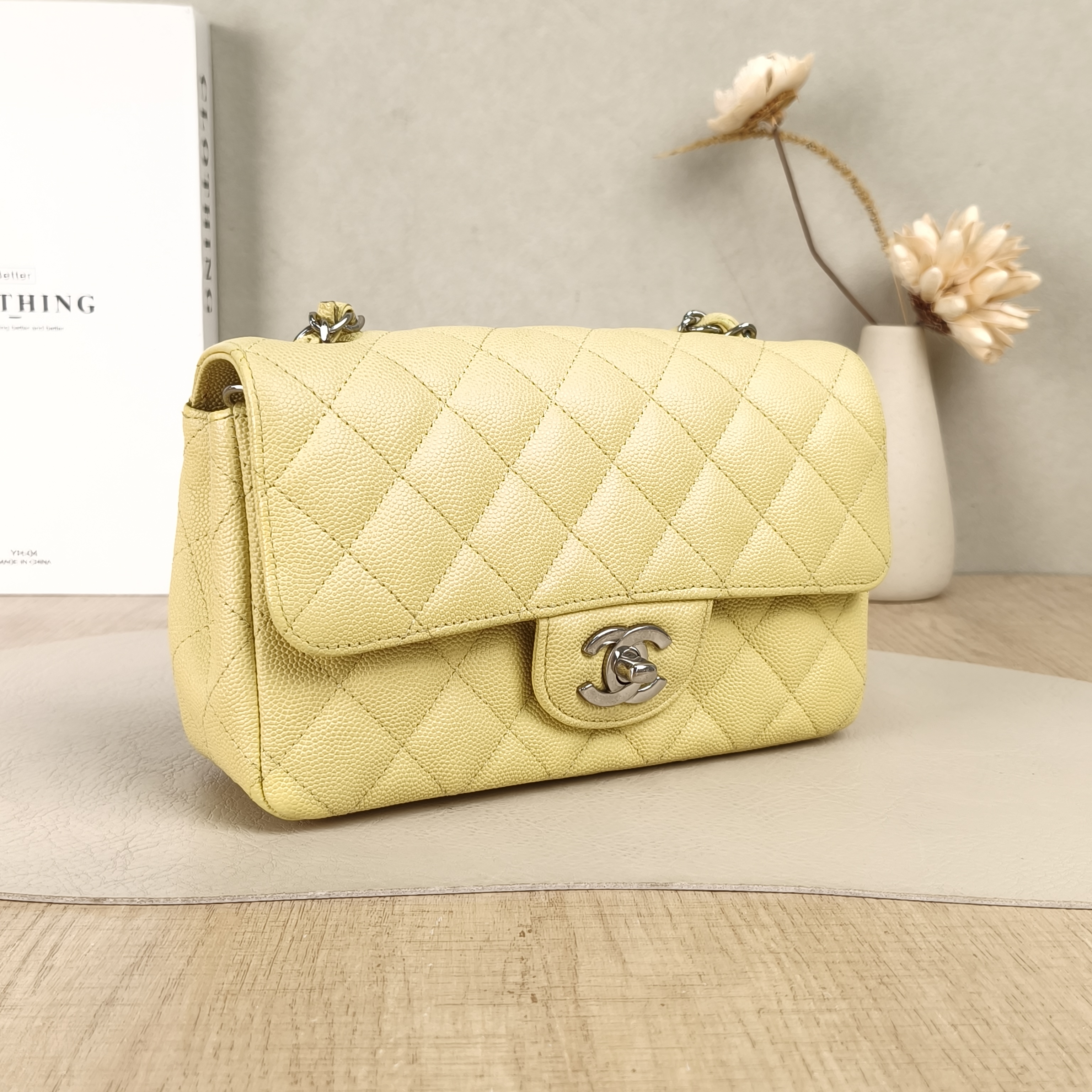 Chanel Crossbody Bag Classic Flap Large Mini CF Mini Yellow Grained Calfskin mini20 × 6 × 12 cm — cover view 3 of 5