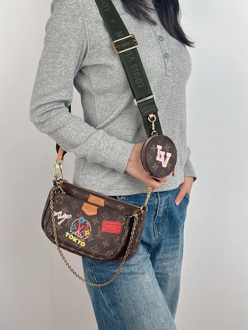 Louis Vuitton Crossbody Bag Multi Pochette Accessoires Shoulder Strap PVC Small 24 × 4 × 13.5 cm — on-model view 3 of 3