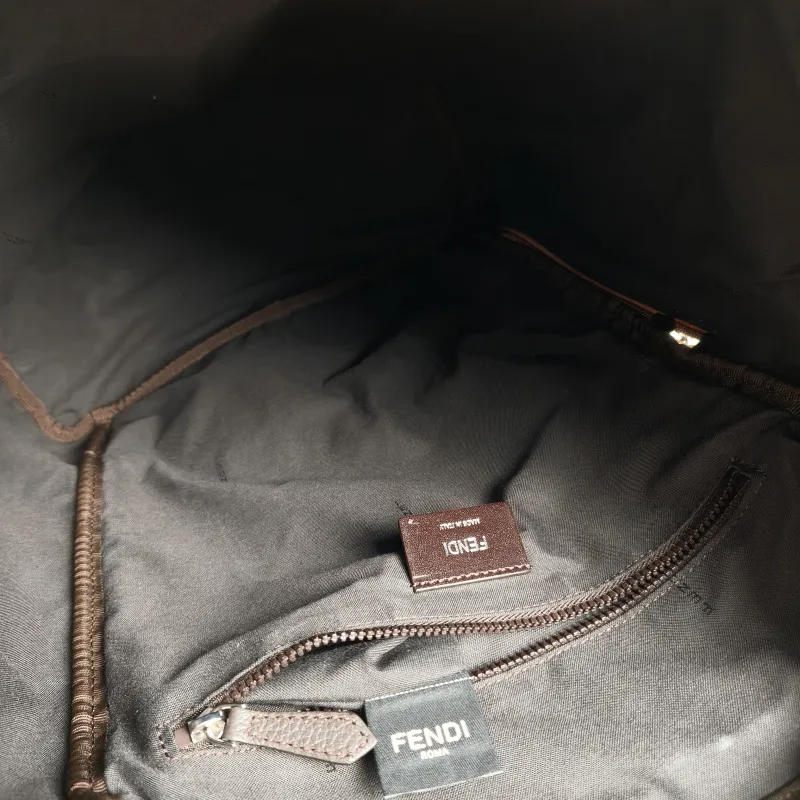 FENDI Backpack Backpack Grey Calfskin One Size 30 × 16 × 40 cm — detail view 5 of 12