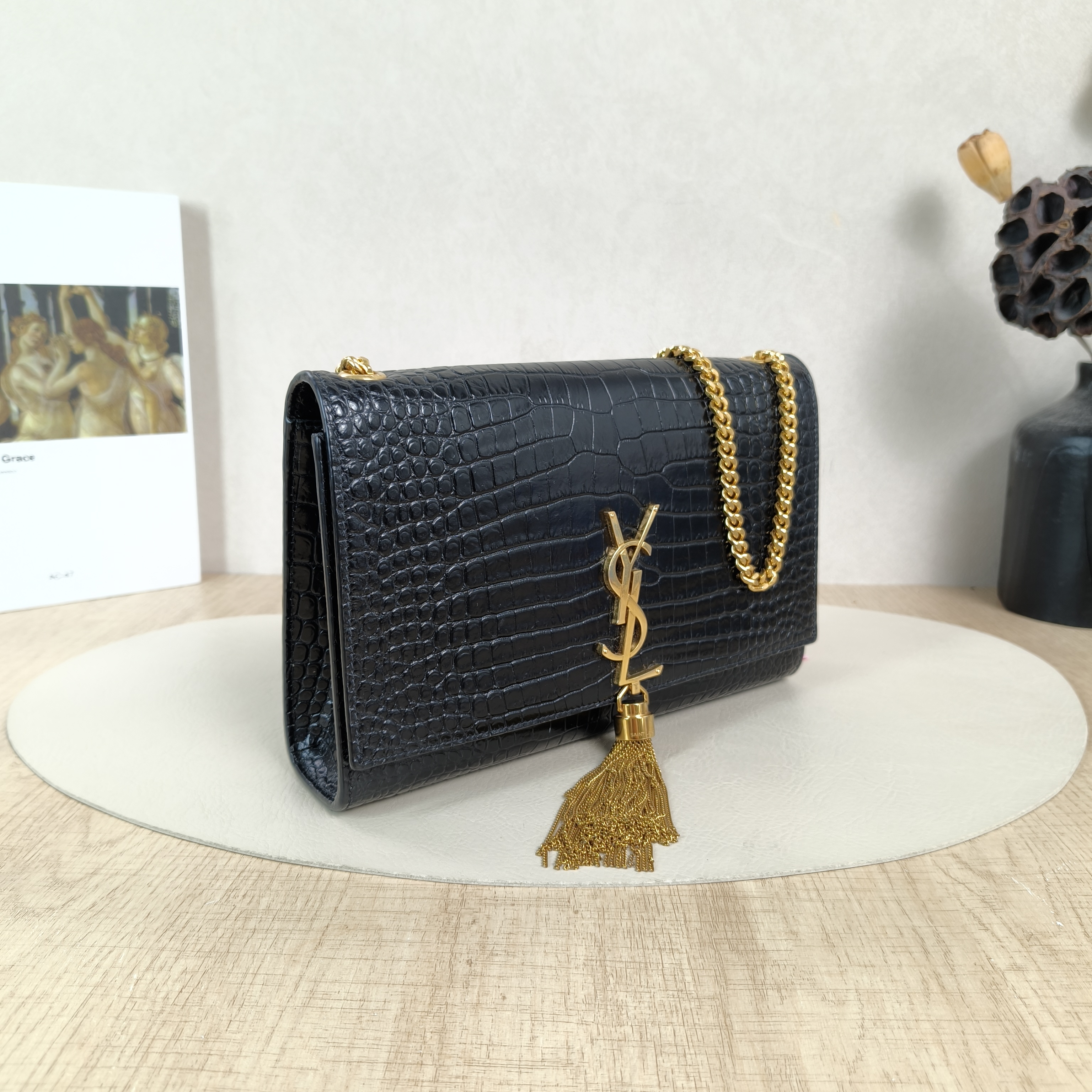 SAINT LAURENT Crossbody Bag KATE Edition Black Calfskin Medium24 × 5.5 × 14.5 cm — cover view 2 of 5