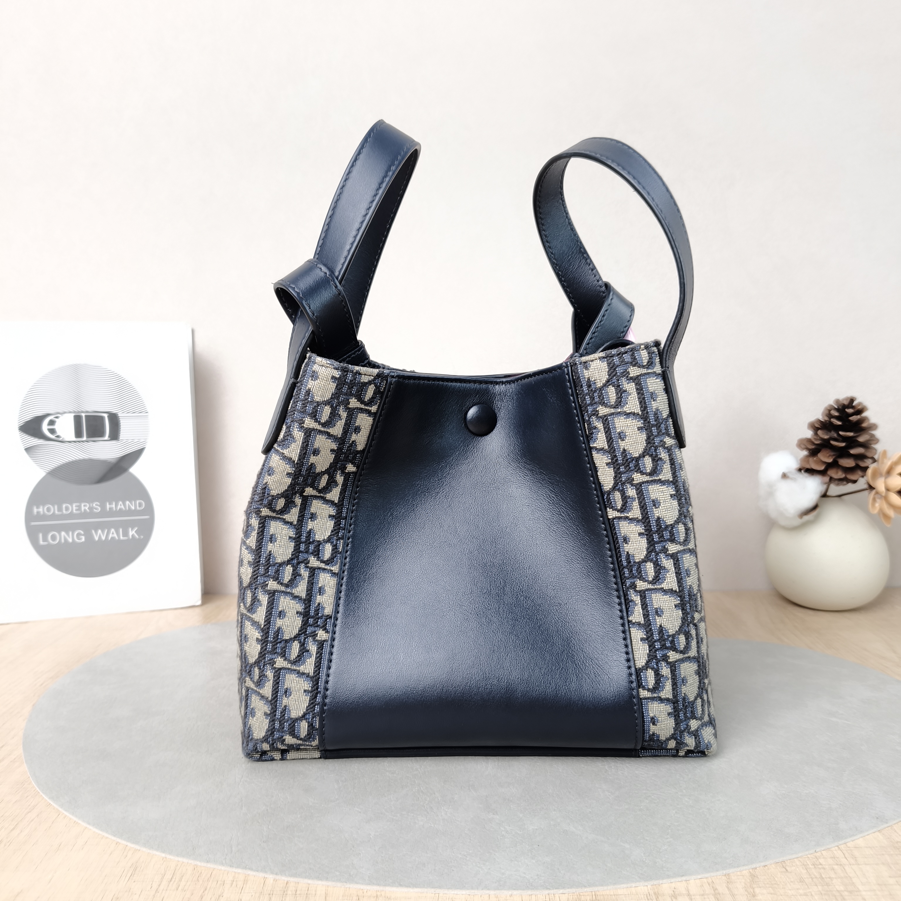 DIOR Top Handle Bag Signature Bucket Bag Blue Canvas · Calfskin Small21 × 11 × 19 cm — cover view 6 of 6