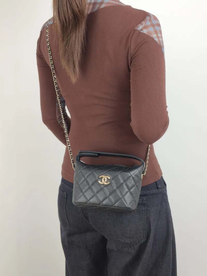Chanel Crossbody Bag Crossbody Bag Black Grained Calfskin One Size 16 × 6.5 × 12.5 cm — on-model view 1 of 3