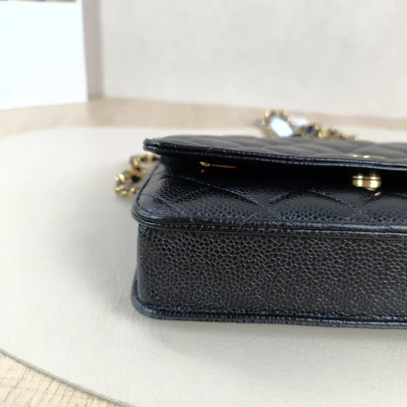 Chanel Crossbody Bag Classic Flap WOC CF WOCWOC Bag Black Grained Calfskinmini19.2 × 3.5 × 12.3 cm — detail view 13 of 13