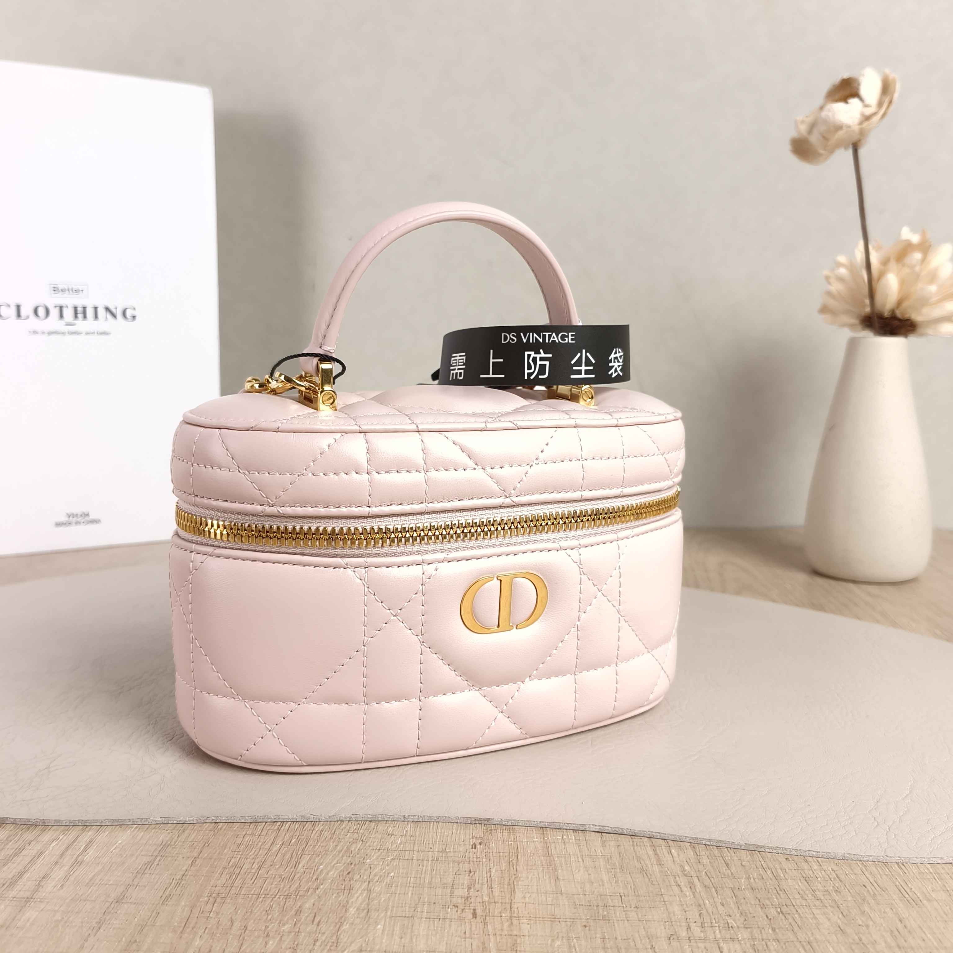 DIOR Shoulder Bag Caro Vanity Cosmetic Bag Pink Lambskinmini16.5 × 8.5 × 10 cm — cover view 4 of 6