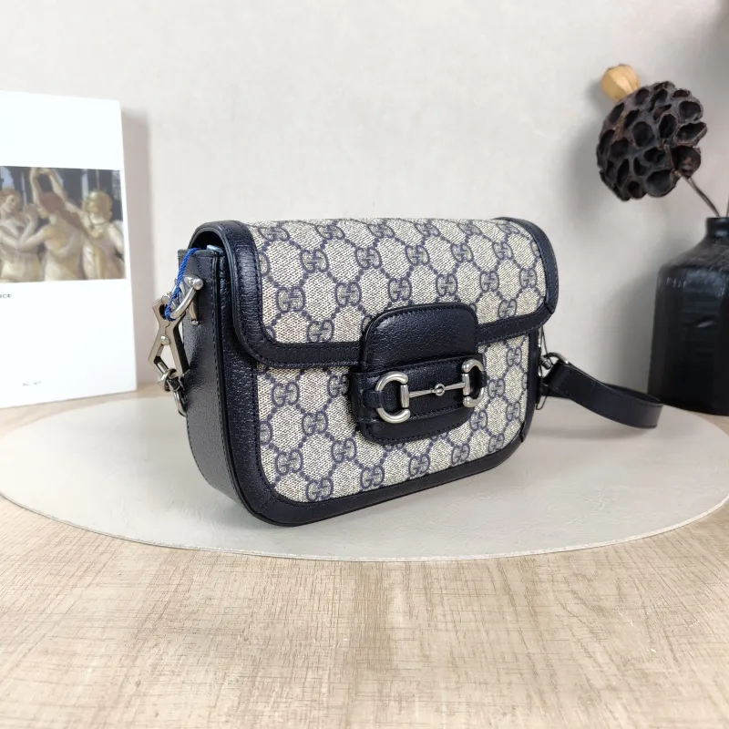 GUCCI Crossbody Bag Horsebit 1955 Horsebit Small Blue Monogram PVC Small 20.5 × 5 × 14.5 cm — cover view 4 of 5