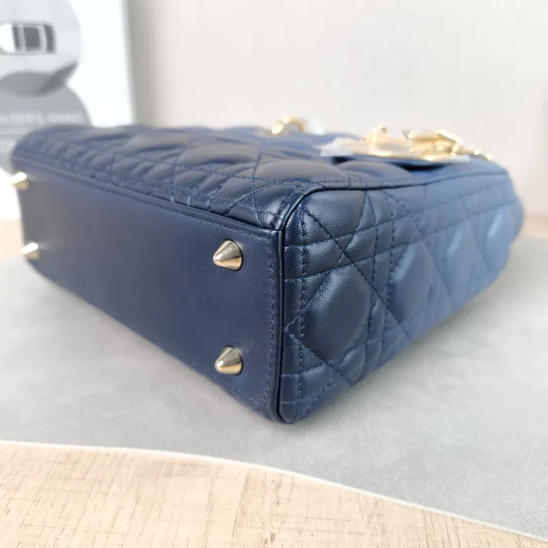 DIOR Top Handle Bag Lady Lady Dior Bag Blue Lambskin Small20 × 8 × 18 cm — detail view 3 of 10