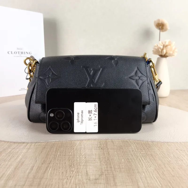 Louis Vuitton Crossbody Bag Favorite Black Monogram Empreinte Embossed Calfskin Medium 24 × 9 × 14 cm — cover view 5 of 5