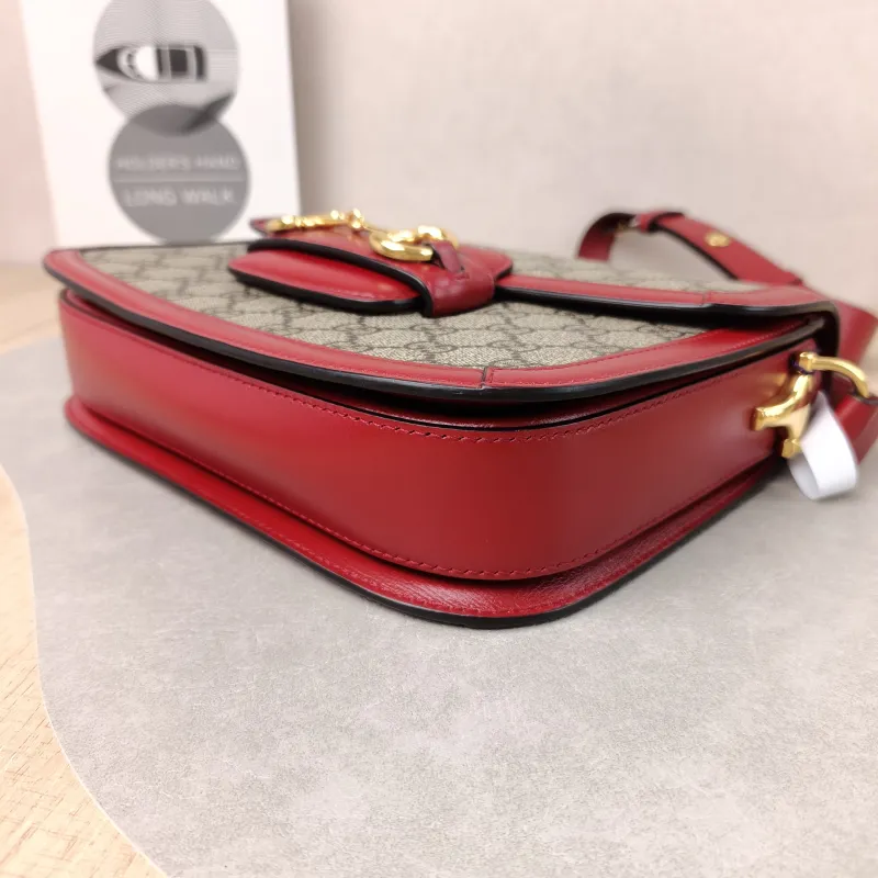 GUCCI Crossbody Bag Horsebit 1955 Horsebit Medium Red PVC Medium 25 × 8 × 18 cm — detail view 2 of 12