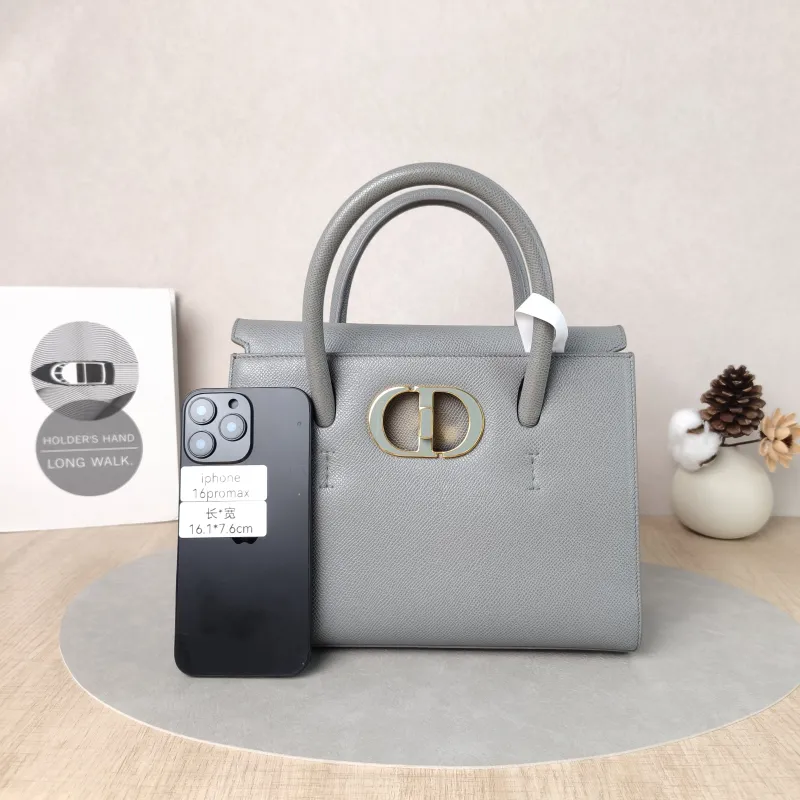 DIOR Top Handle Bag St Honore Tote Bag Grey Calfskin Medium25 × 12 × 19 cm — cover view 3 of 5