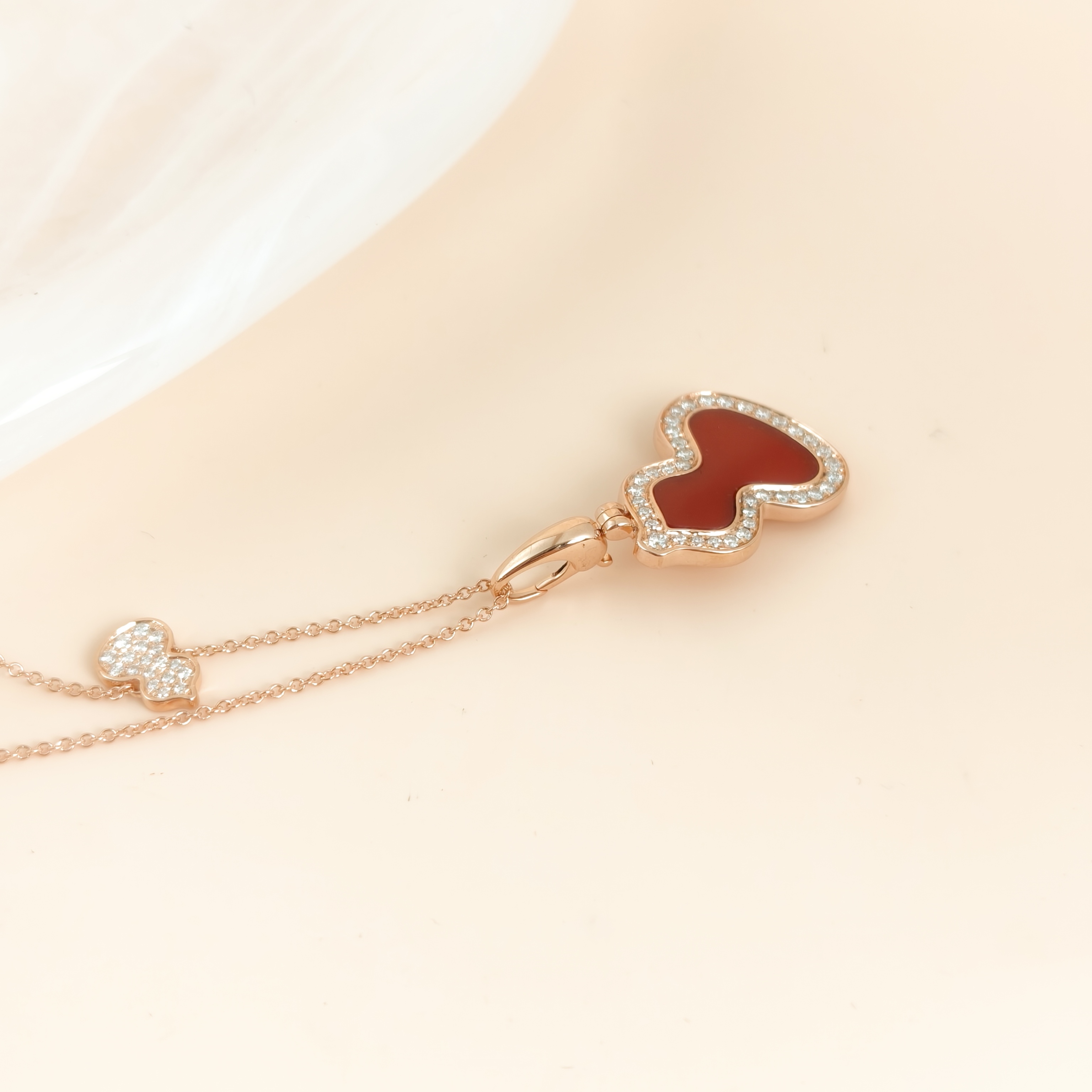 Qeelin Necklace Wulu Collection Necklace Red Agate Diamond18KR ose Gold Large41cm — cover view 4 of 10
