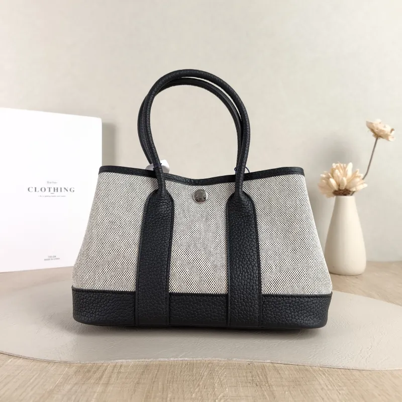 Hermès Top Handle Bag Neo Garden 23 Mini Black · Beige Canvas · Negonda Calfskin Mini 23 × 10 × 16 cm G — cover view 2 of 6