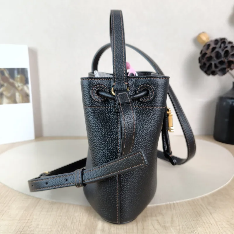BURBERRY Crossbody Bag Bucket Bag Black Calfskin One Size 17 × 11 × 17 cm — detail view 8 of 10