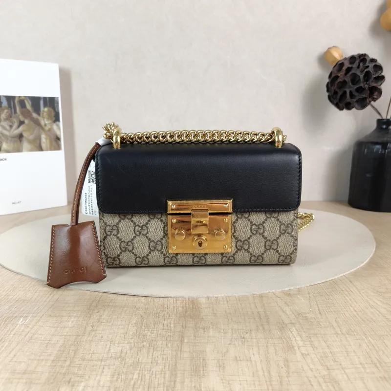 GUCCI Crossbody Bag Padlock Monogram PVC Small 20.5 × 7.5 × 13 cm